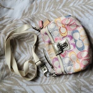 NWOT Colorful Coach Crossbody w/silver hardware